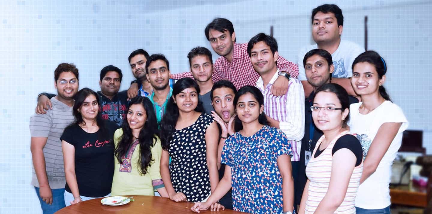 Ready Bytes team group photo at the office in 2015
