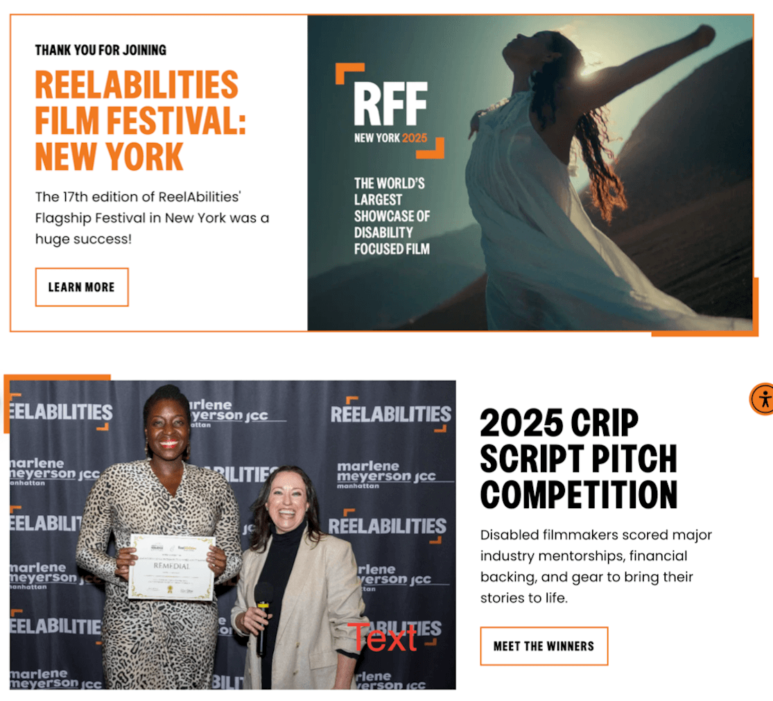 TwoColumnImageTextBlock example showing an image on the left side with text content on the right, demonstrating the flexible two-column layout