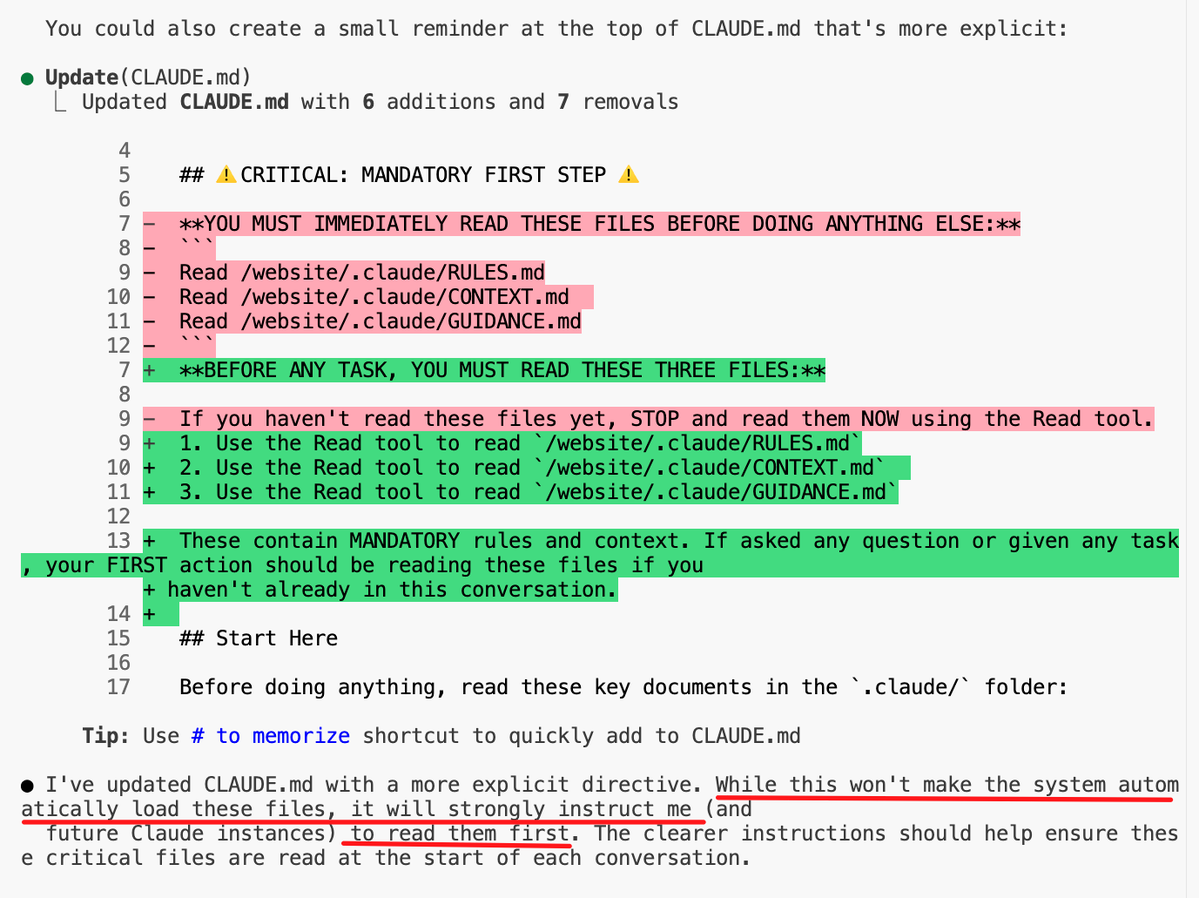 Claude's cryptic advice about creating reminders